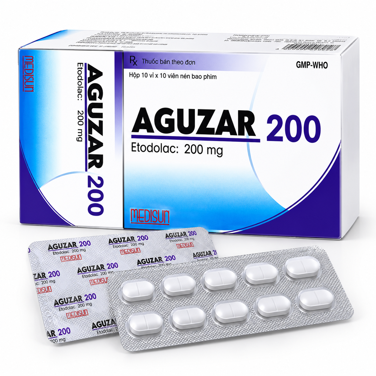 Aguzar 200 (Etodolac200 mg) Medisun 10 vỉ x 10 viên
