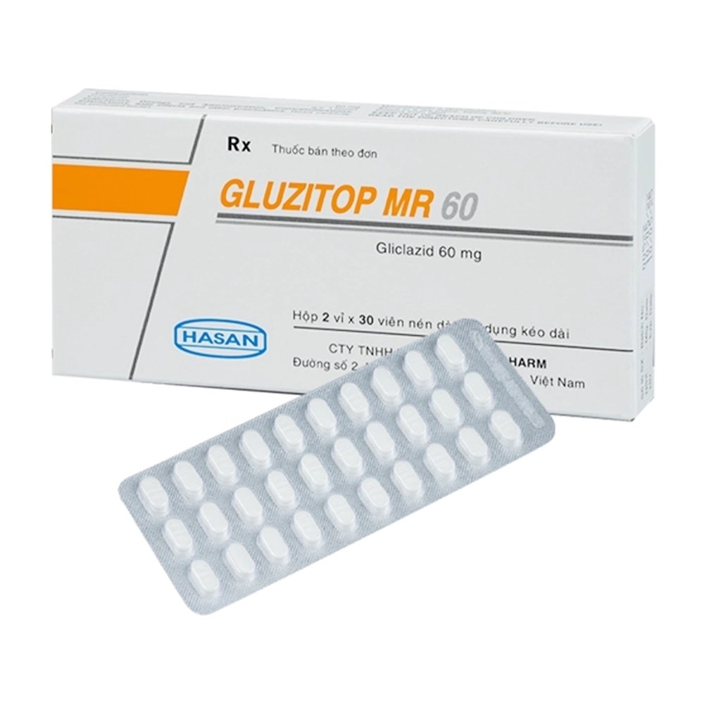 Gluzitop MR 60 (Gliclazide 60mg) Hasan 2 vỉ x 30 viên