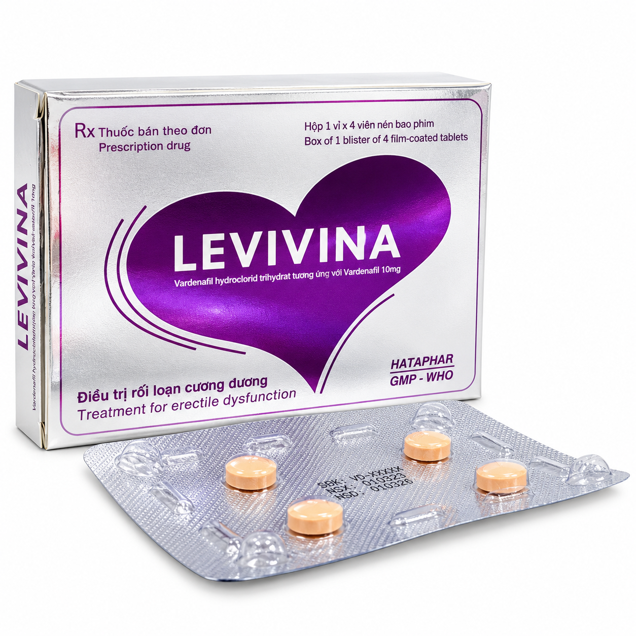 Levivina 10 ( Vardenafil 10mg ) Hà Tây 1 vỉ x 4 viên