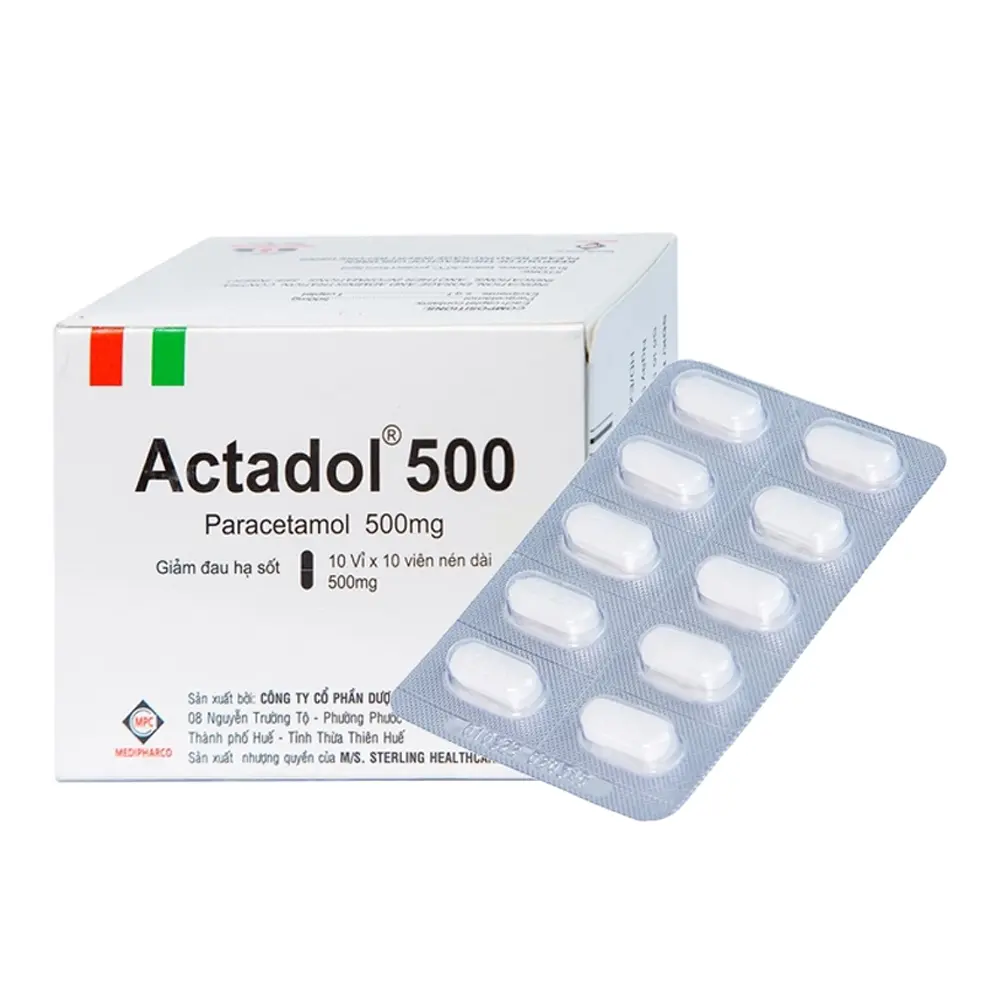 Actadol 500 (Paracetamol 500 mg) Medipharco 10 vỉ x 10 viên