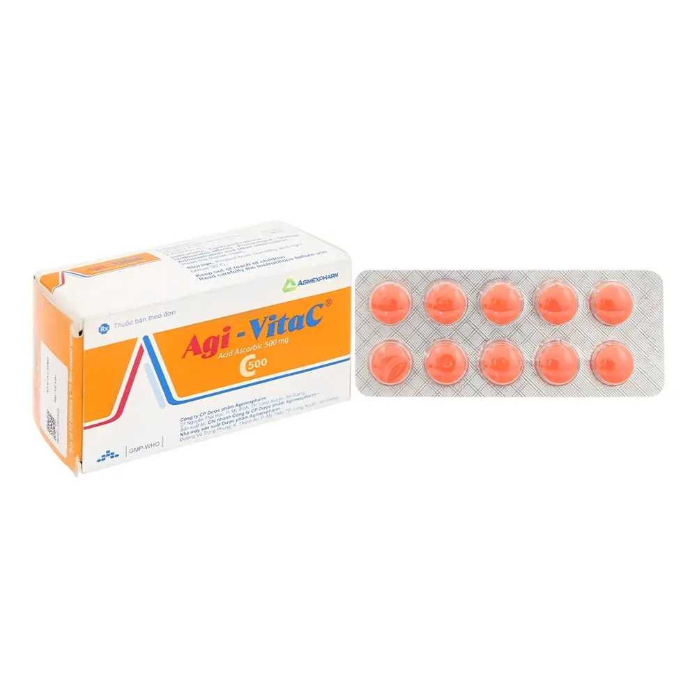 Agi-Vita C (Acid Ascorbic 500 mg) Agimexpharm 10 vỉ x 10 viên