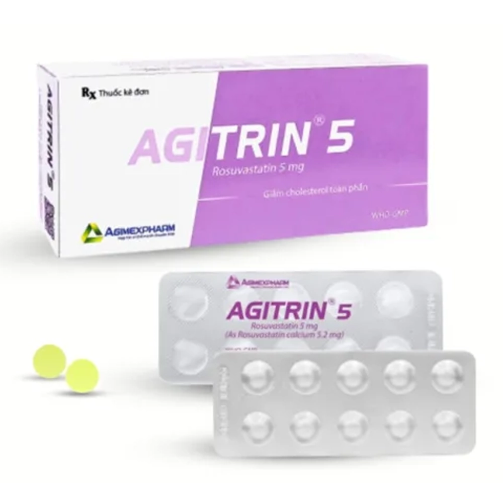 Agitrin 5 (Rosuvastatin 5mg) Agimexpharm 3 vỉ x 10 viên