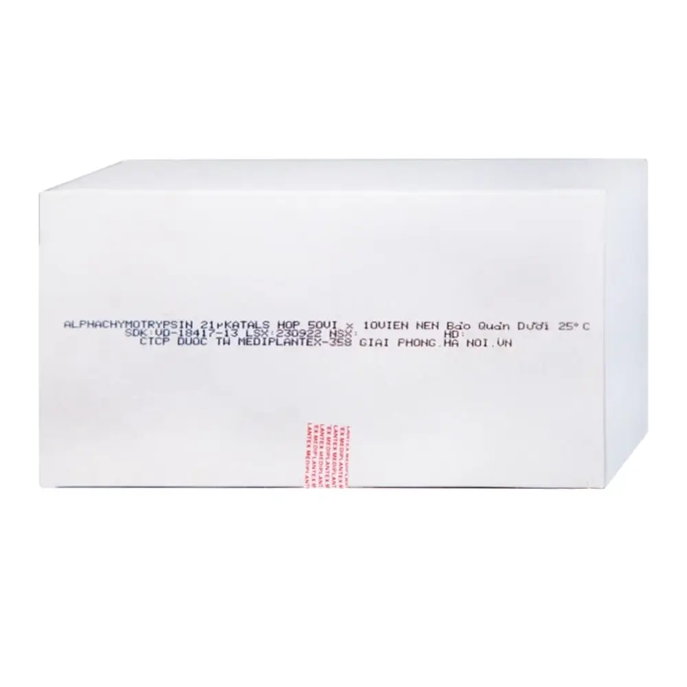 Alphachymotrypsin Mediplantex 50 vỉ x 10 viên