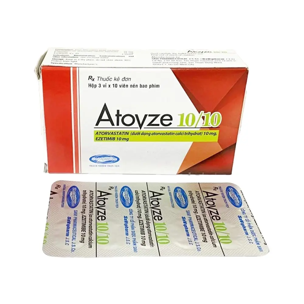 Atovze 10/10 (Atorvastatin/Ezetimib 10 mg/10 mg) Savi 3 vỉ x 10 viên