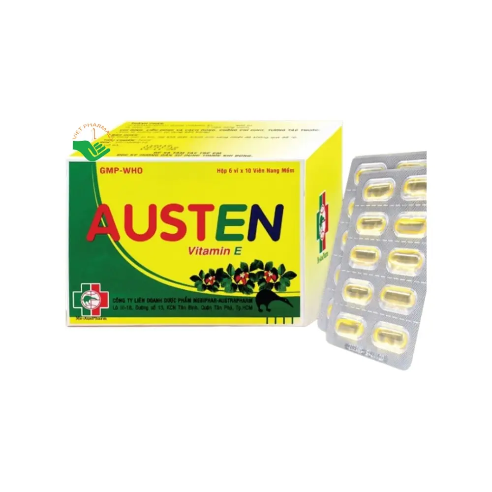 Austen (DL-alpha tocopheryl acetate 400 IU) Mebiphar 6 vỉ x 10 viên