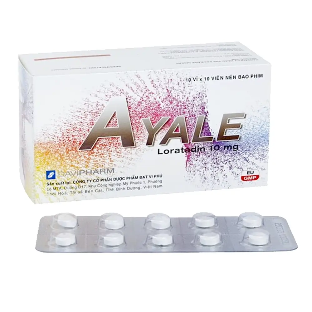 Ayale 10 mg (Loratadine 10 mg) Davipharm 10 vỉ x 10 viên