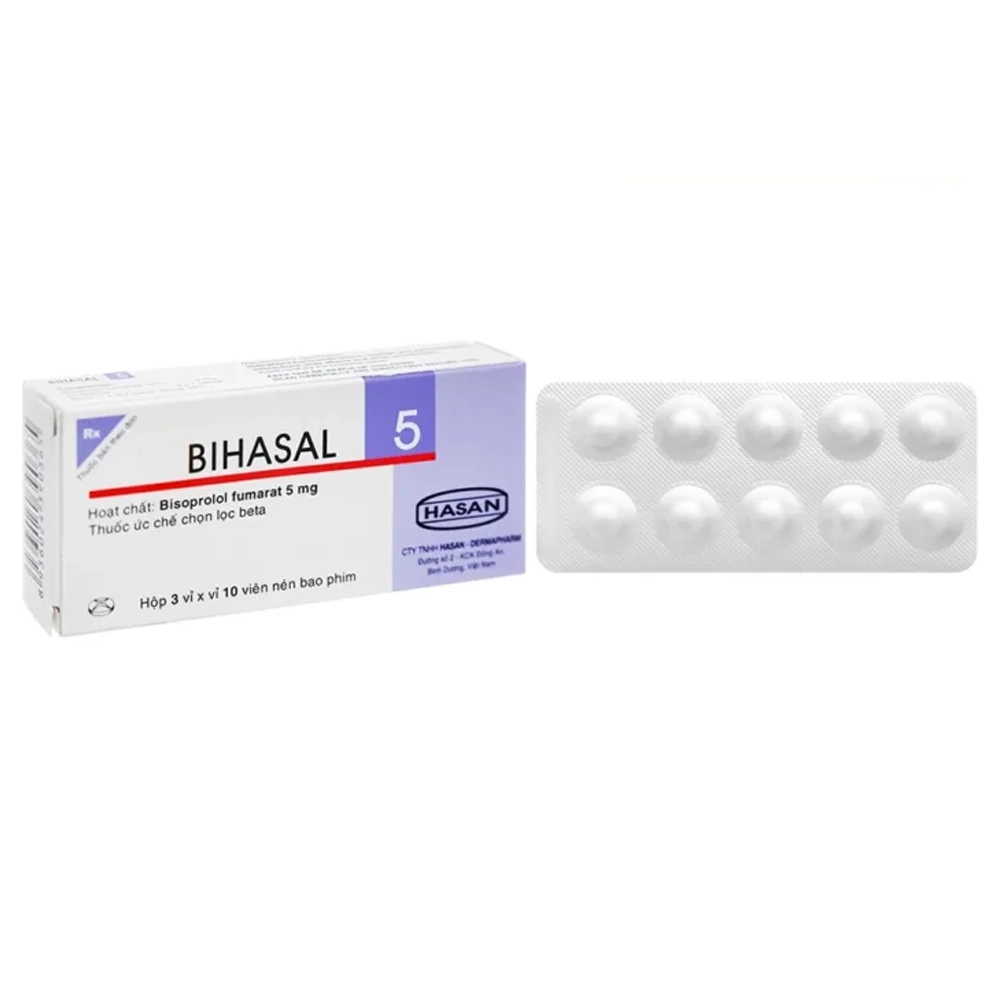 Bihasal 5mg (Bisoprolol 5mg) Hasan 3 vỉ x 10 viên