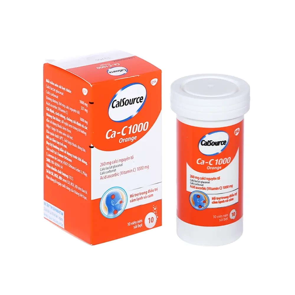 Ca-C1000 Orange (Acid Ascorbic 1000 mg) GSK tuýp 10 viên
