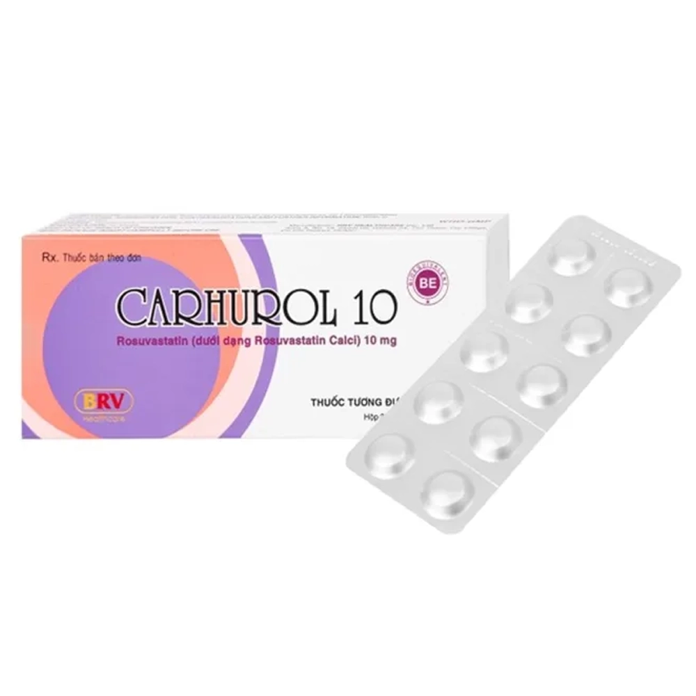 Carhurol 10 (Rosuvastatin 10mg) BRV Healthcare 3 vỉ x 10 viên
