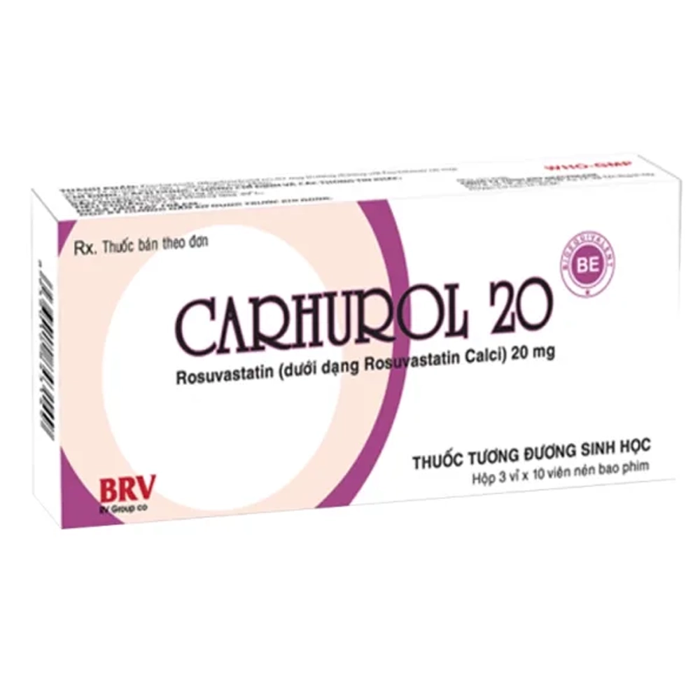 Carhurol 20 BRV Healthcare 3 vỉ x 10 viên