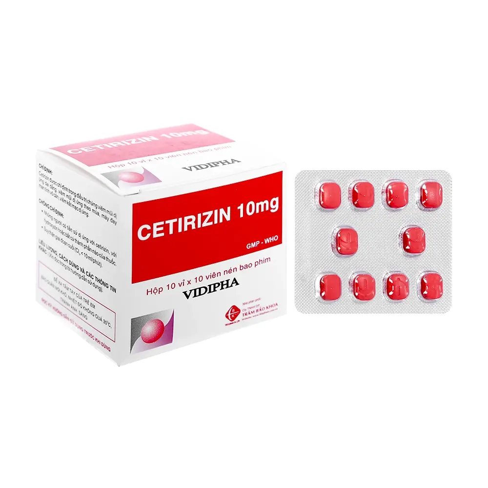 Cetirizin 10 mg Vidipha 10 vỉ x 10 viên