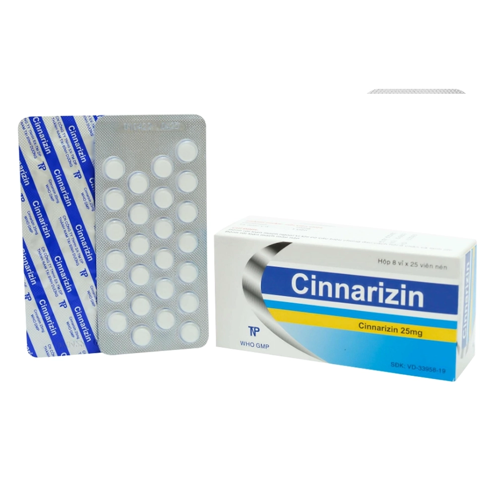 Cinnarizin 25mg Thành Nam 8 vỉ x 25 viên