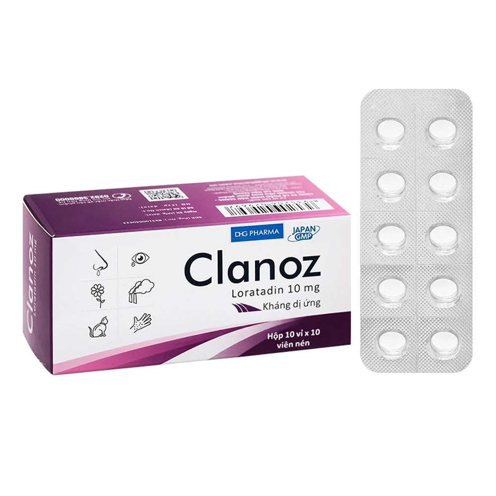 Clanoz (Loratadine 10mg) DHG 10 vỉ x 10 viên