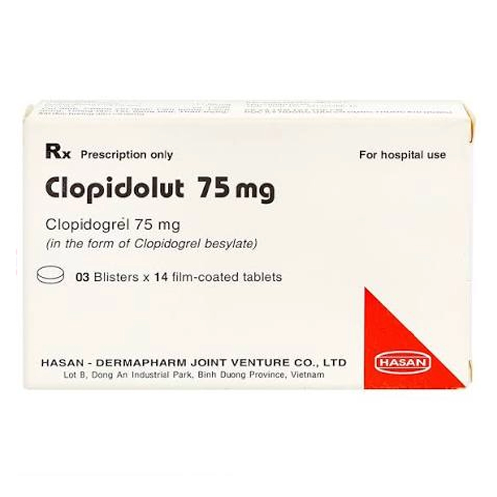 Clopidolut 75mg (Clopidogrel 75mg) Hasan - Hộp 3 Vỉ x 14 viên