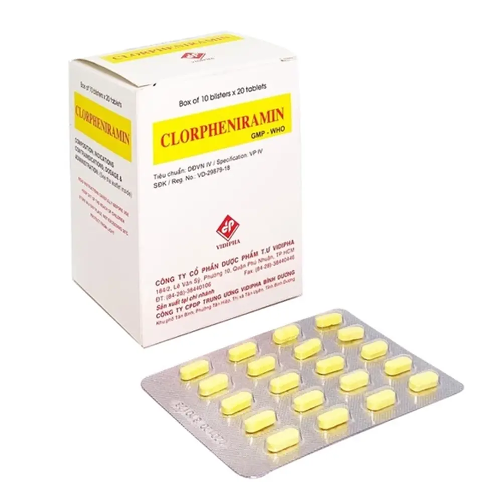 Clorpheniramin 4 Vidipha 10 vỉ x 20 viên
