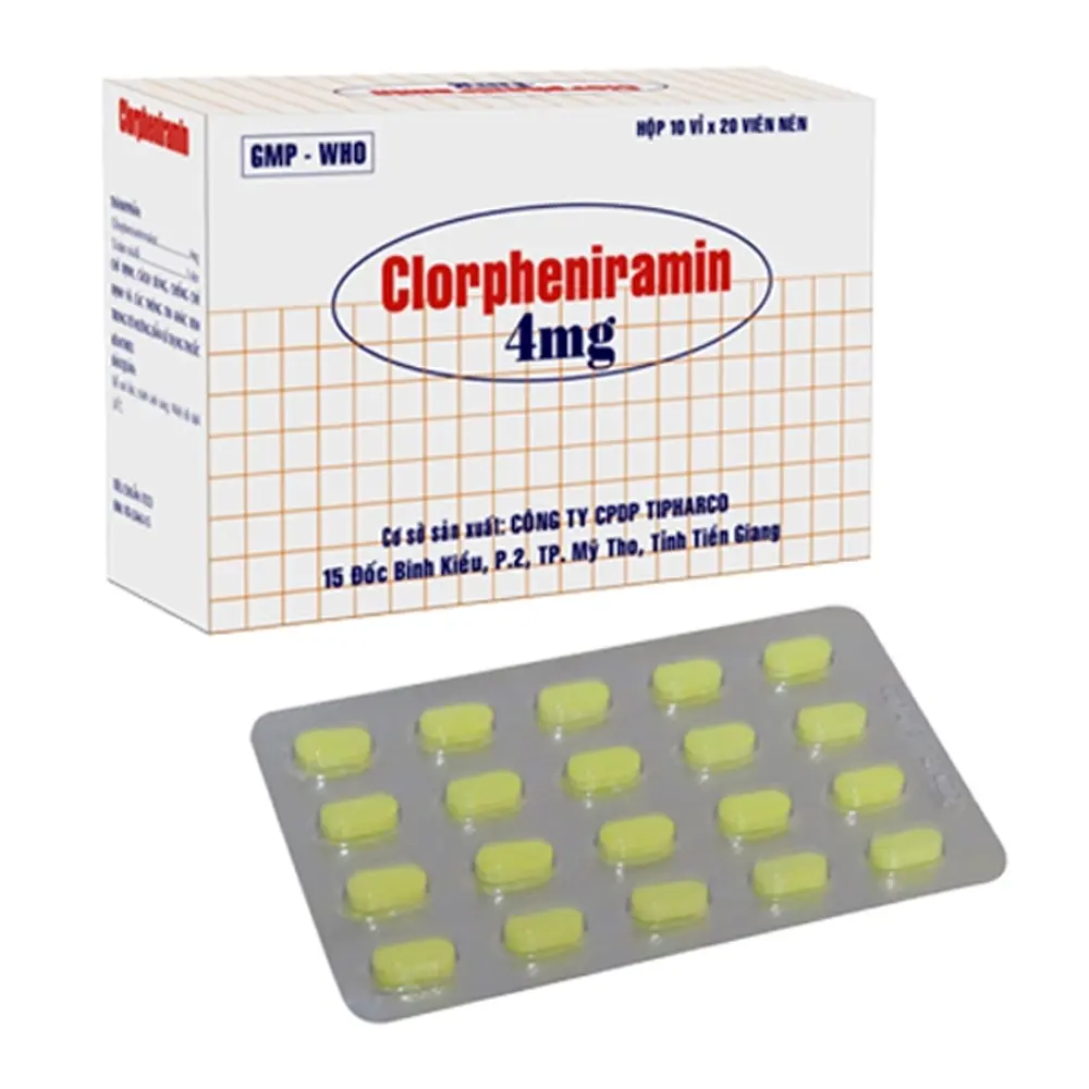 Clorpheniramin 4 mg Tipharco 10 vỉ x 20 viên
