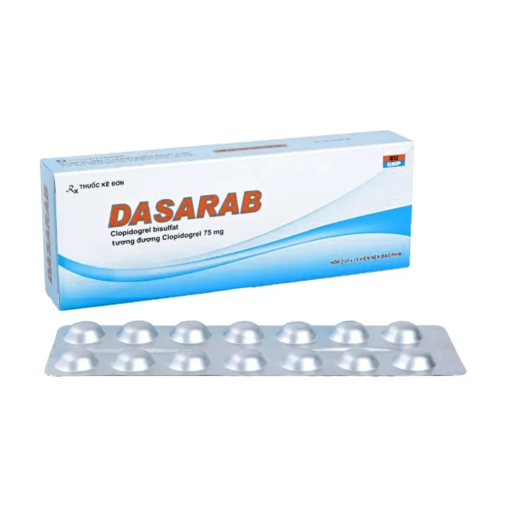 Dasarab 75 (Clopidogrel 75 mg) DaviPharm 2 vỉ x 14 viên