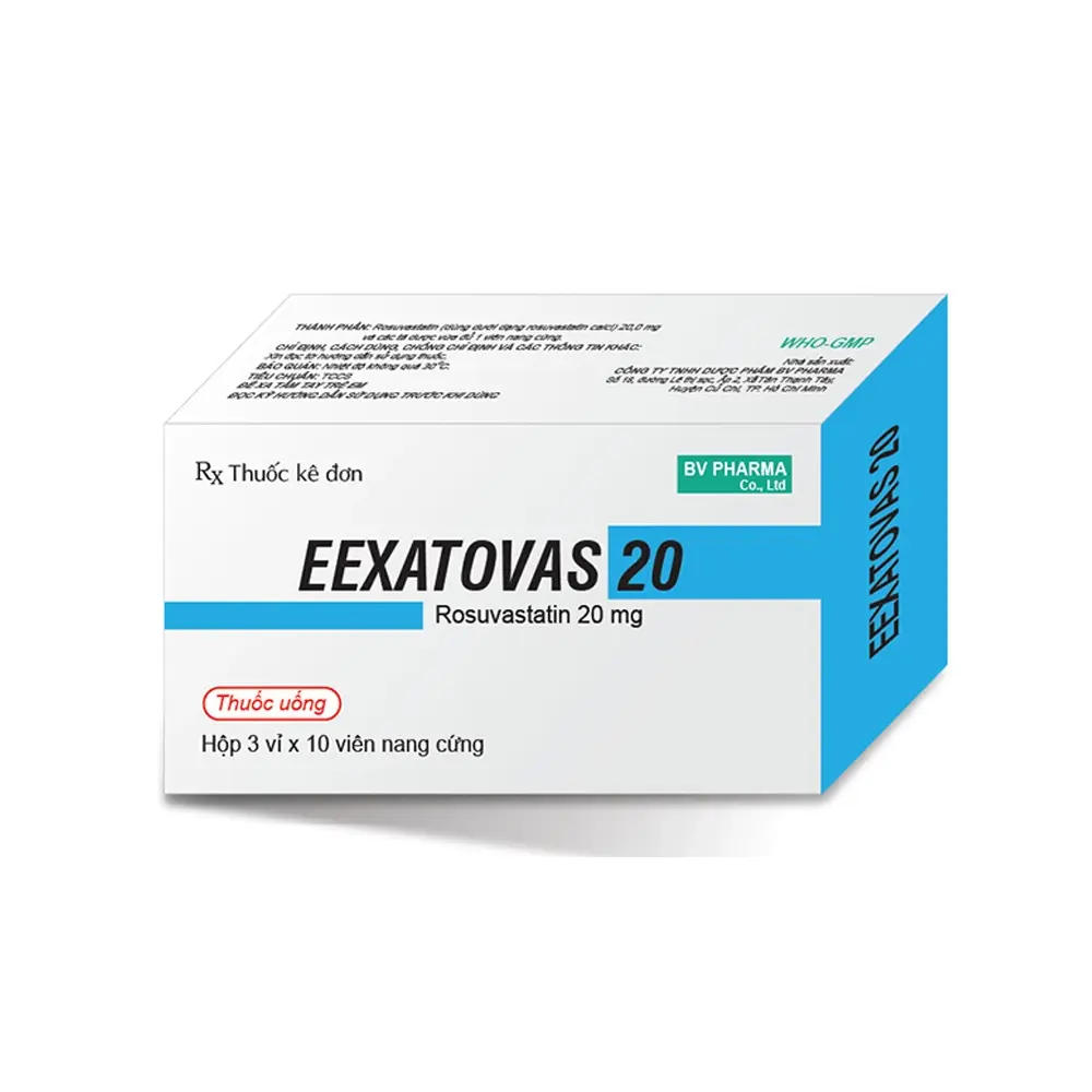 Eexatovas 20 (Rosuvastatin 20 mg) BV Pharma 3 vỉ x 10 viên