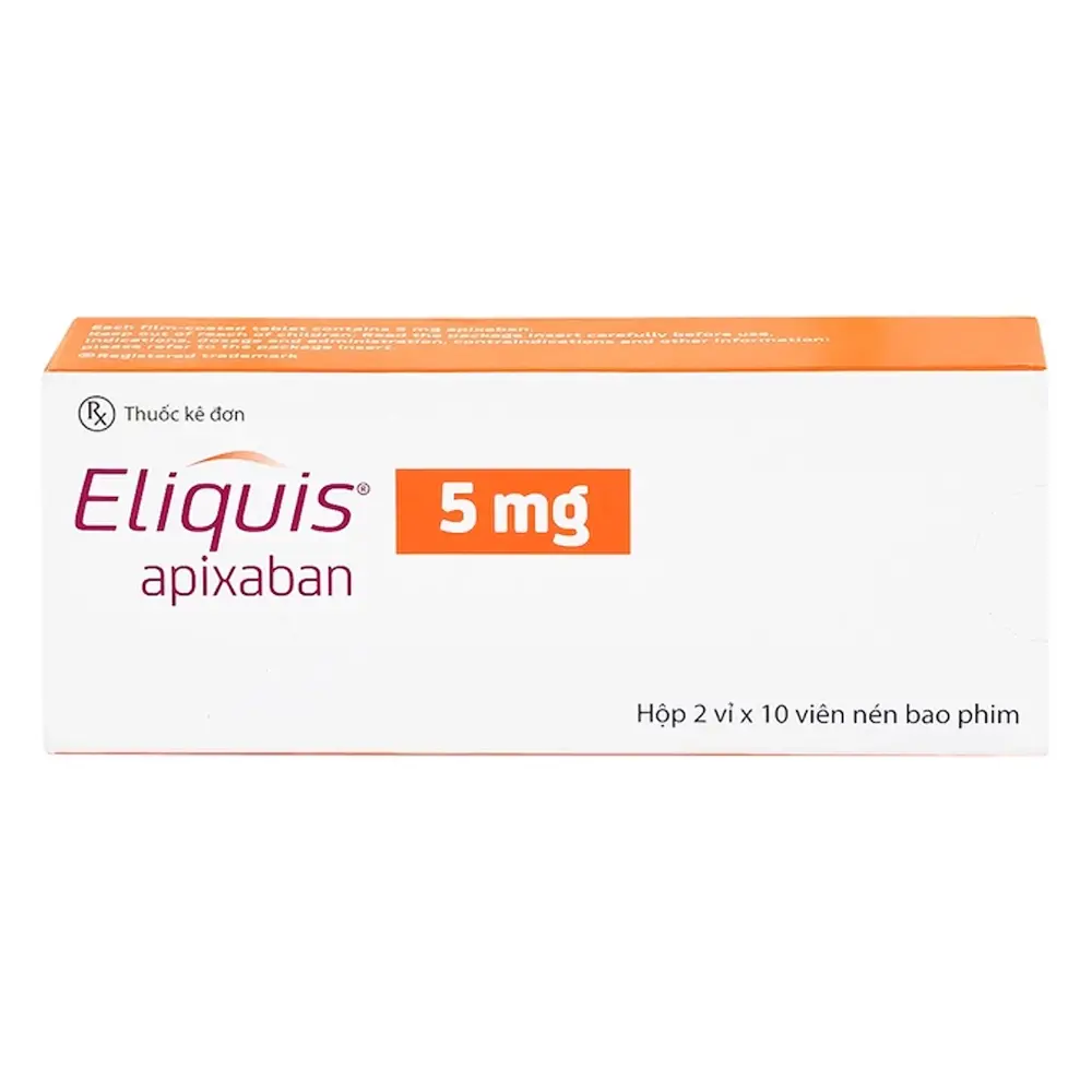 Eliquis 5 (Apixaban 5 mg) Pfizer 2 vỉ x 10 viên