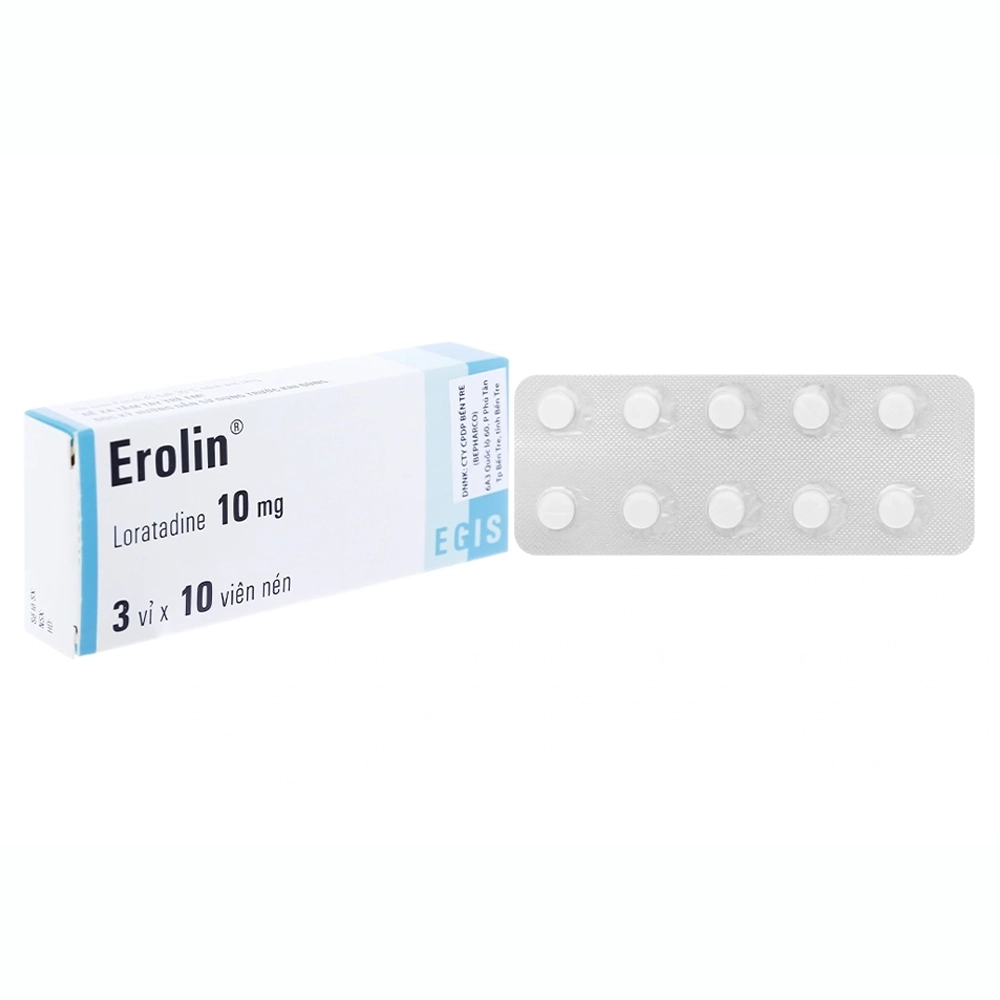 Erolin 10mg (Loratadine 10mg) Egis 3 vỉ x 10 viên