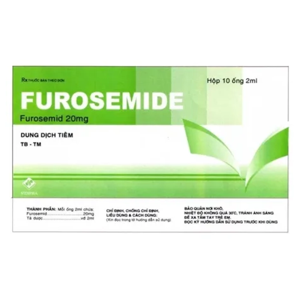 Furosemide 20mg Vidipha 5 vỉ x 10 ống x 2ml