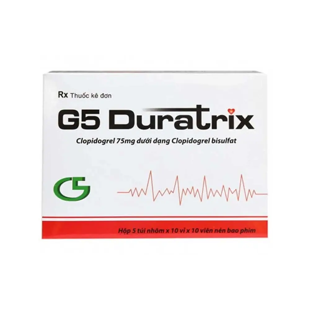 G5 Duratrix (Clopidogrel 75 mg) Hà Tây 50 vỉ x 10 viên