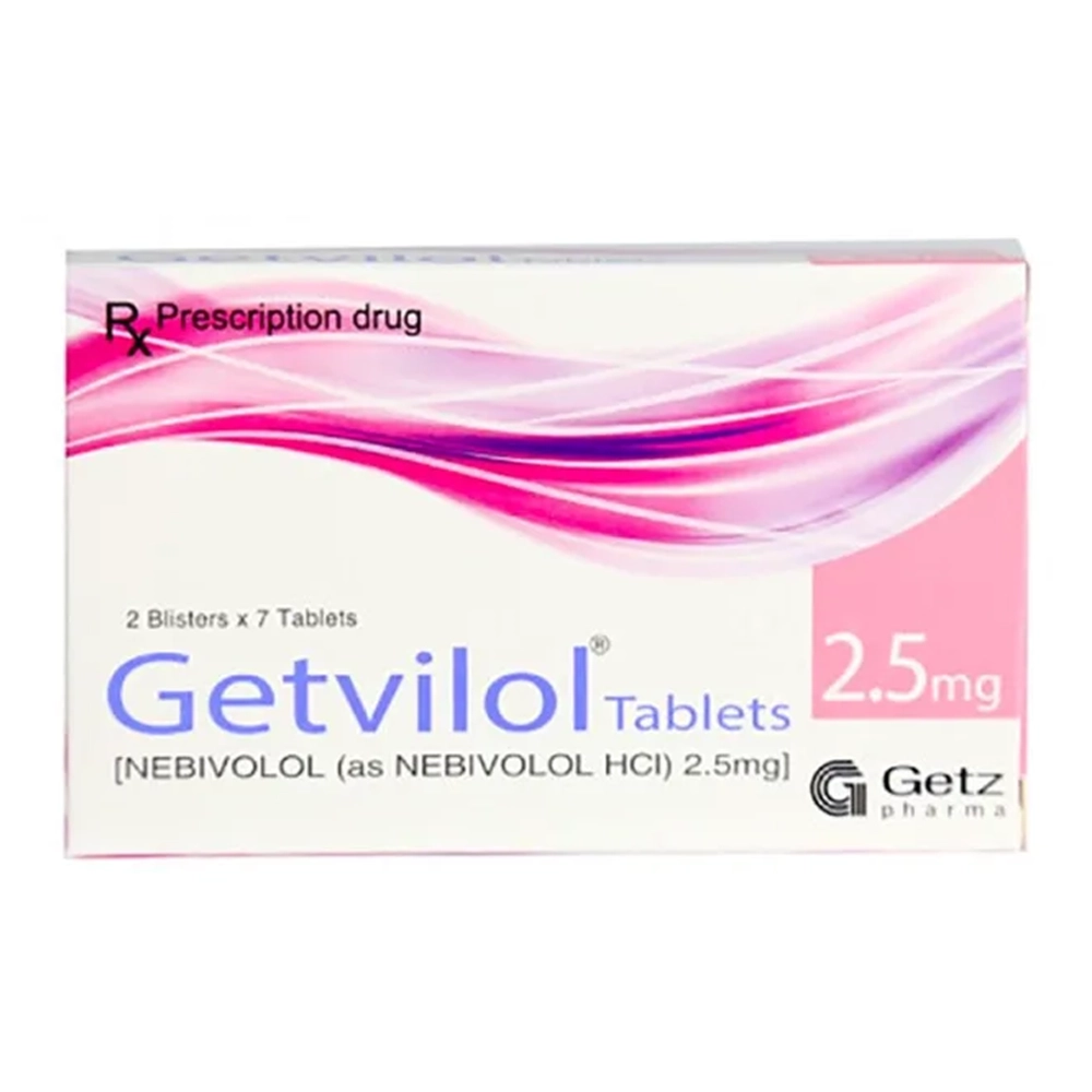 Getvilol Tablets 2.5mg Getz Pharma 2 vỉ x 7 viên