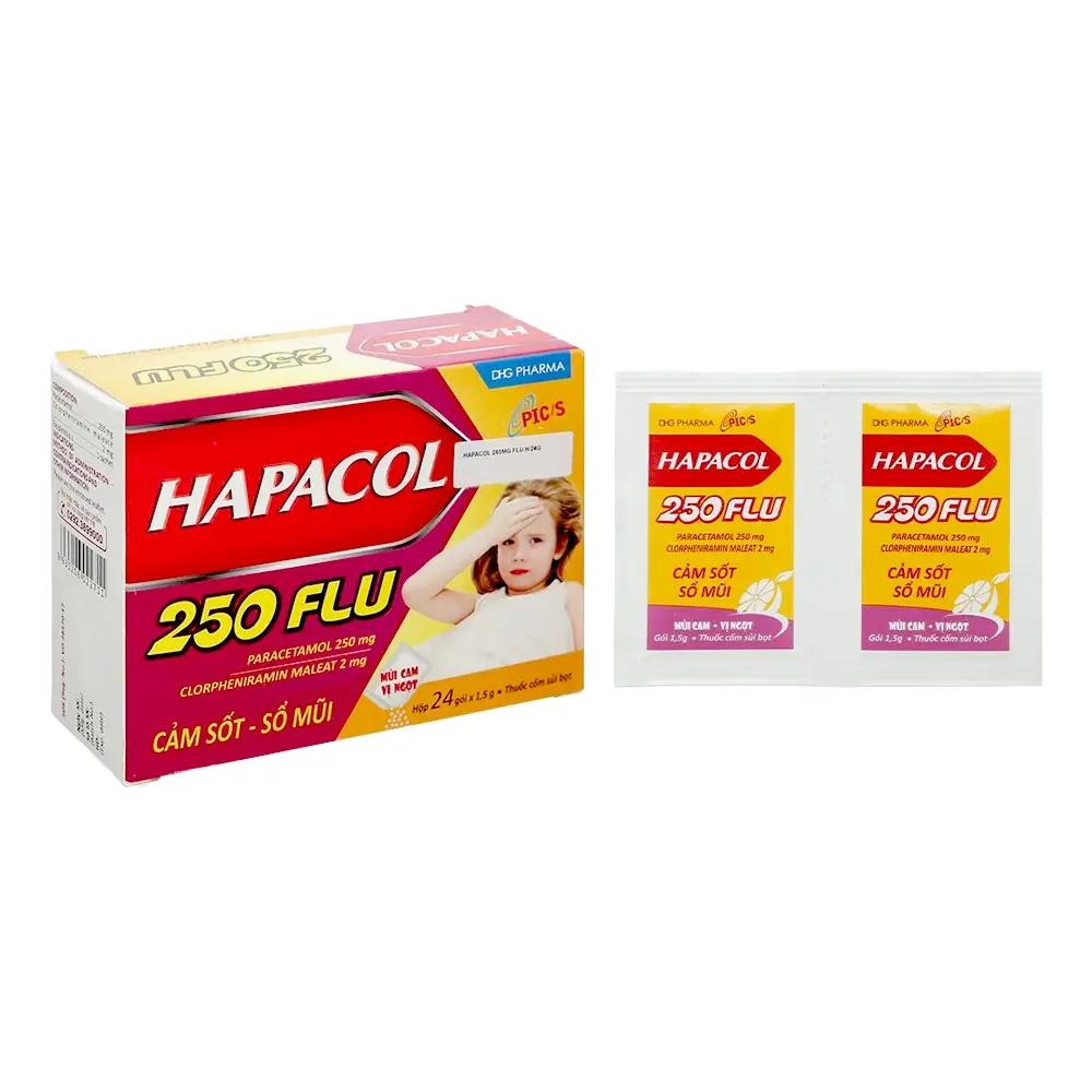 Hapacol 250 Flu DHG 24 gói x 1.5g
