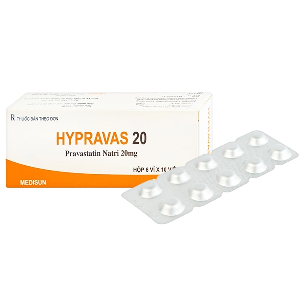 Hypravas 20 (Pravastatin 20mg) Medisun 6 vỉ x 10 viên
