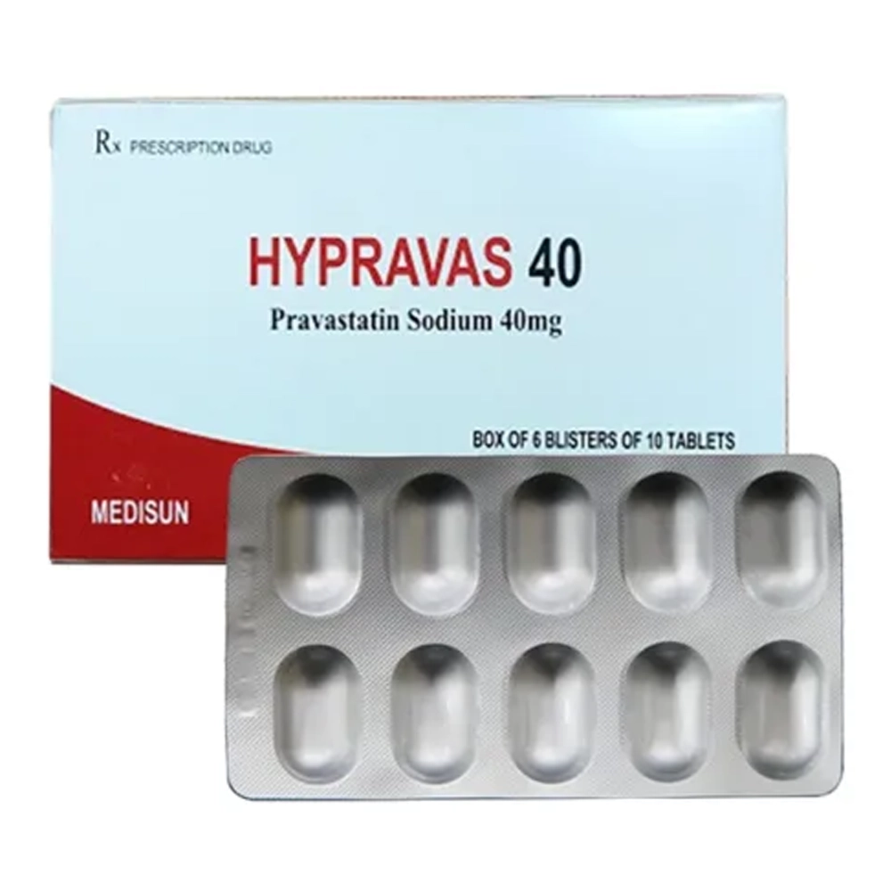 Hypravas 40 (Pravastatin 40mg) Medisun 6 vỉ x 10 viên