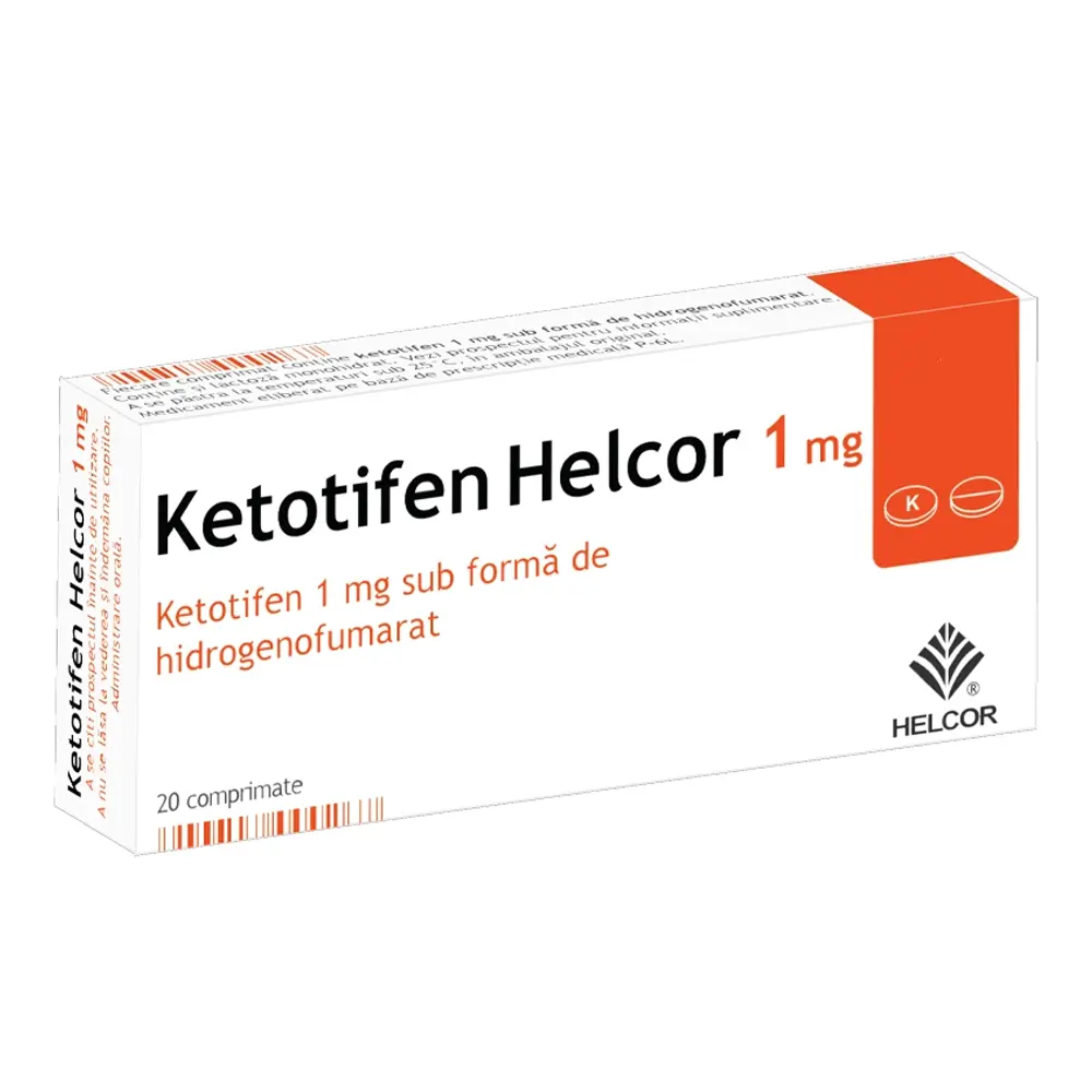 Ketotifen 1 mg Helcor 2 vỉ x 10 viên