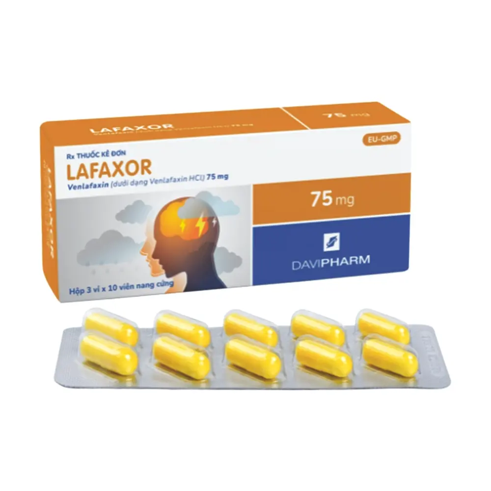 Lafaxor 75 (Venlafaxin 75 mg) Davipharm 3 vỉ x 10 viên