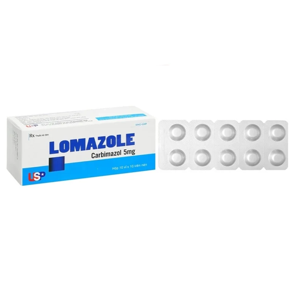Lomazole (Carbimazol 5mg) US Pharma 10 vỉ x 10 viên