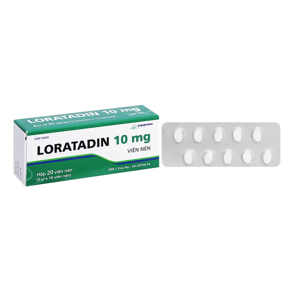 Loratadin 10 mg Imexpharm 2 vỉ x 10 viên
