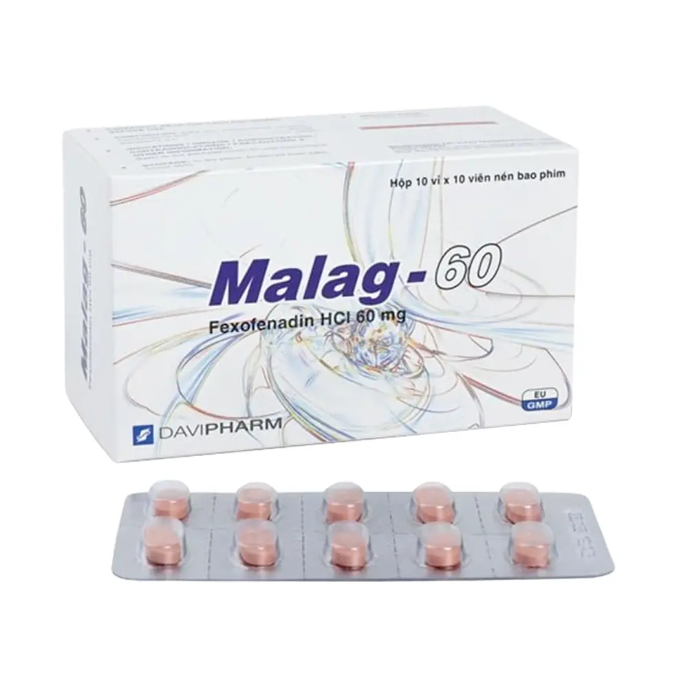 Malag-60 (Fexofenadin 60 mg) Davipharm 10 vỉ x 10 viên