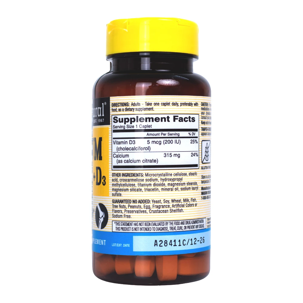 Mason Natural Calcium Citrate + D3 60 viên - 3