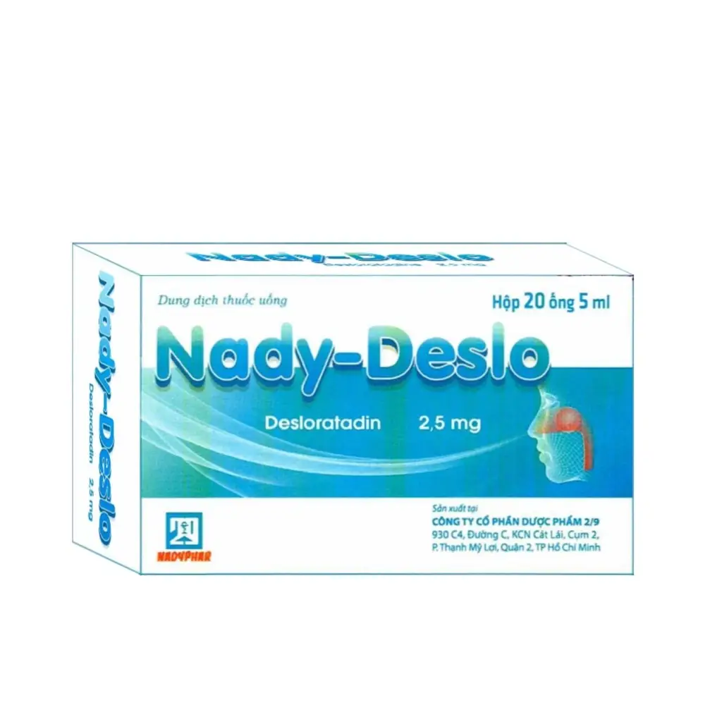 Nady-Deslo (Desloratadine 2.5 mg/5 ml) Nadyphar 20 ống x 5 ml
