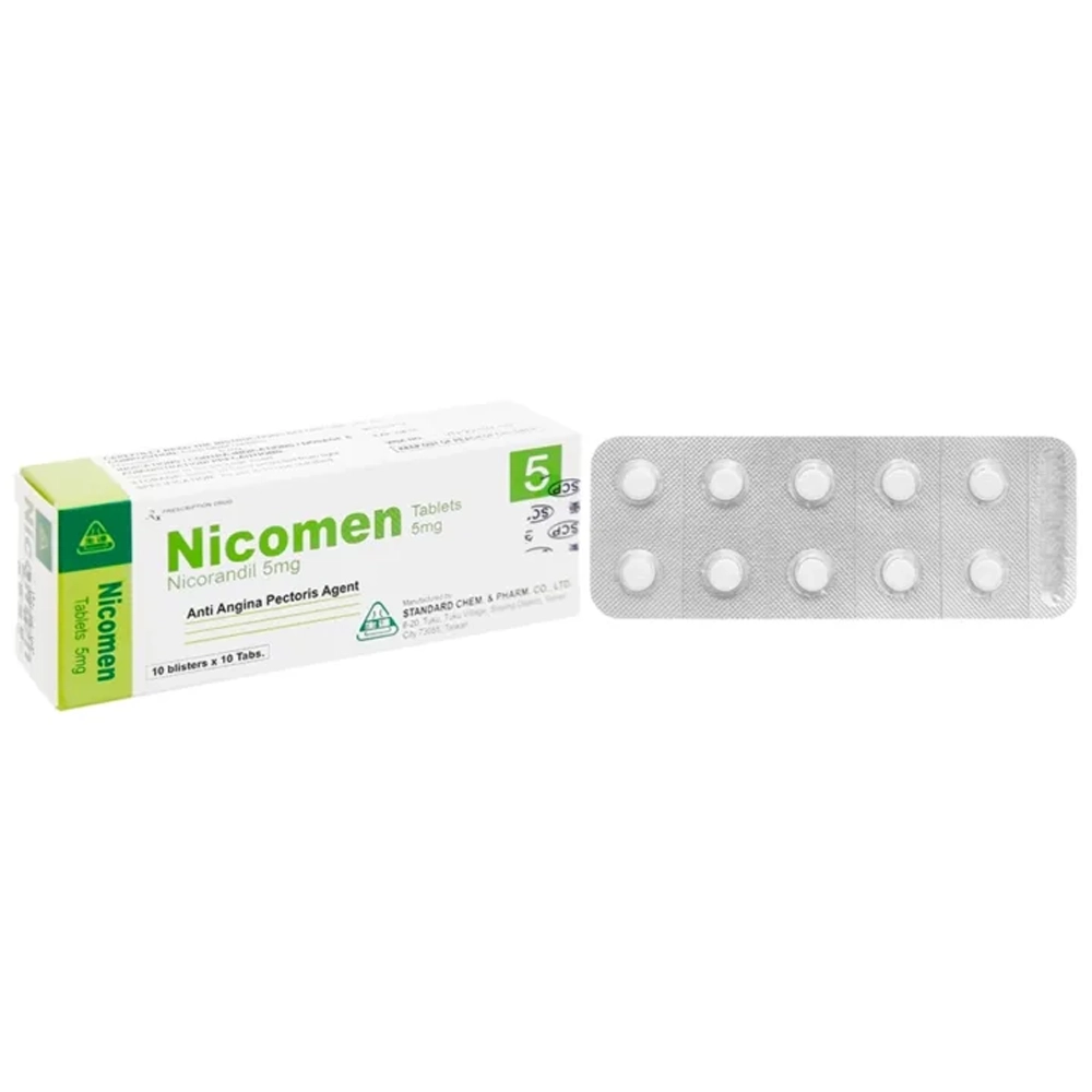 Nicomen Tablets 5mg (Nicorandil 5mg) Standard 10 vỉ x 10 viên