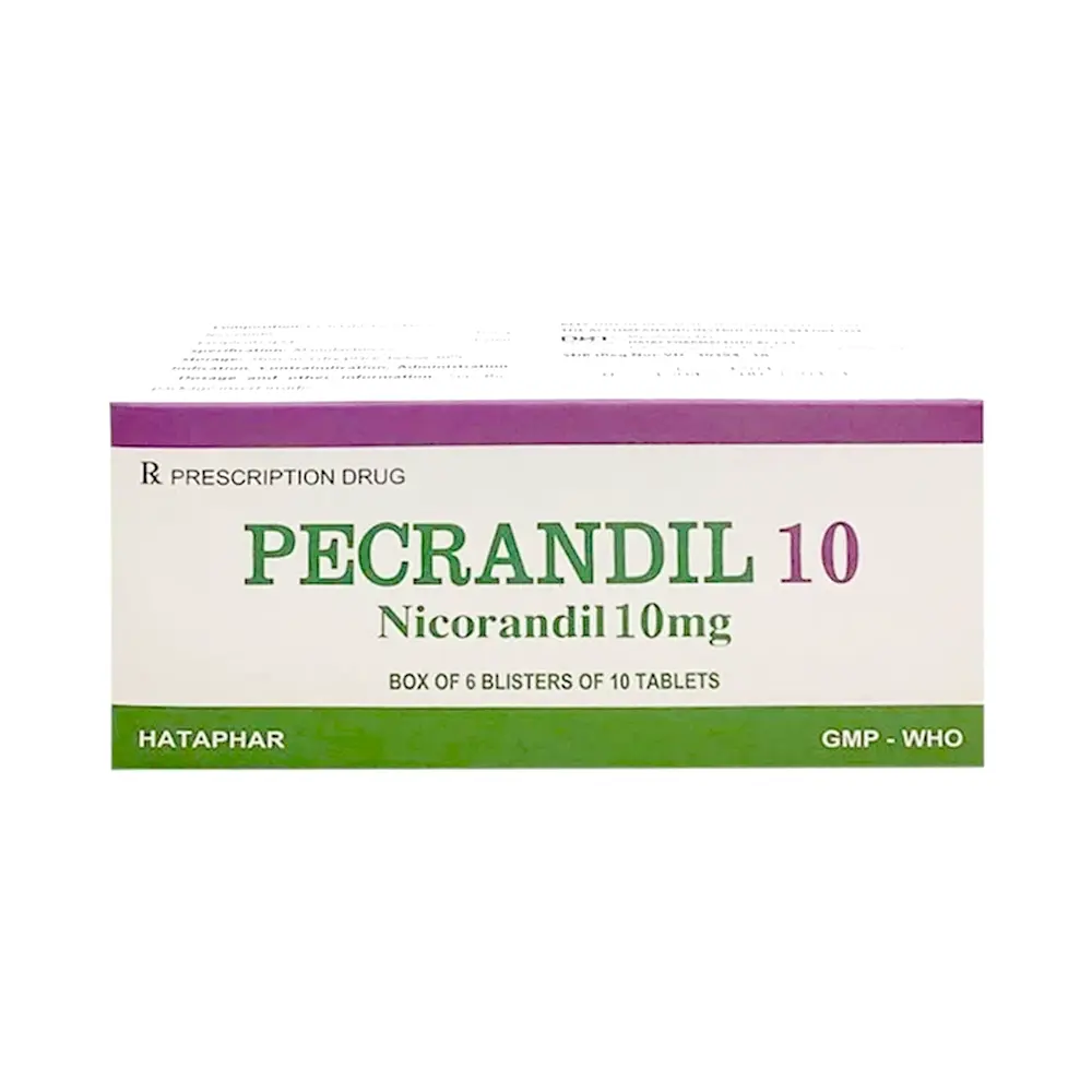 Pecrandil 10 (Nicorandil 10 mg) Hà Tây 6 vỉ x 10 viên