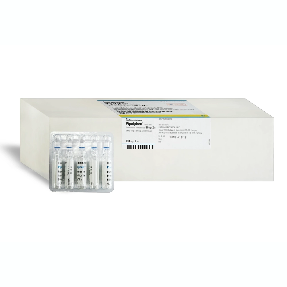 Pipolphen 50mg/2ml EGIS, Hộp 100 ống x 2ml