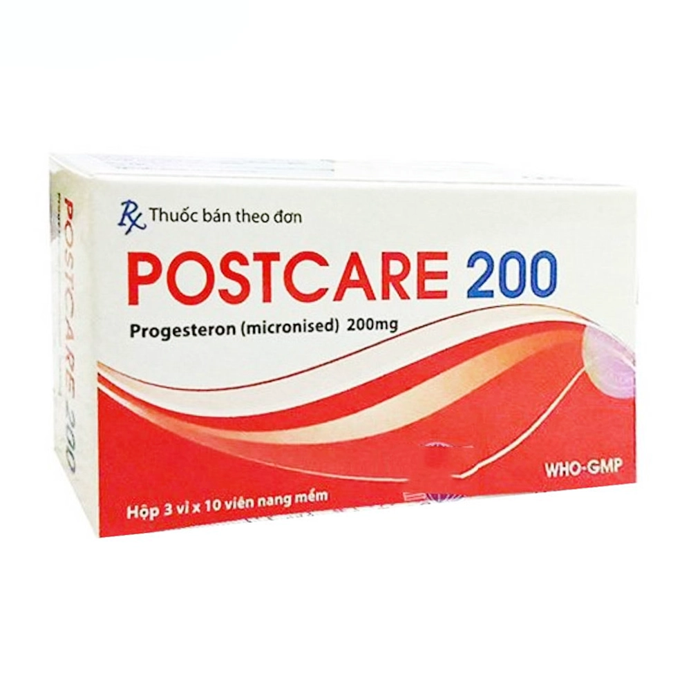 Postcare 200 (Progesterone 200mg) Mediplantex 3 vỉ x 10 viên