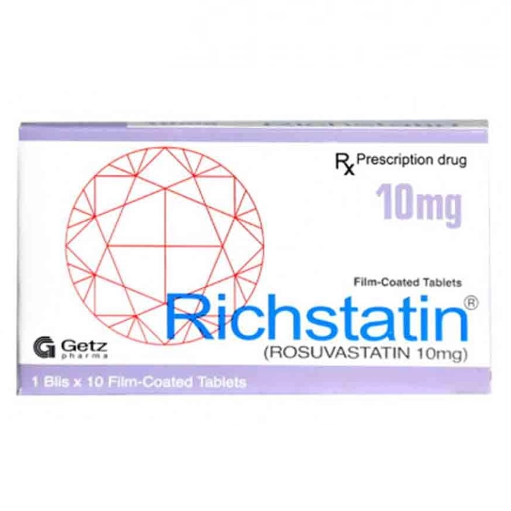 Richstatin 10mg Getz Pharma 1 vỉ x 10 viên