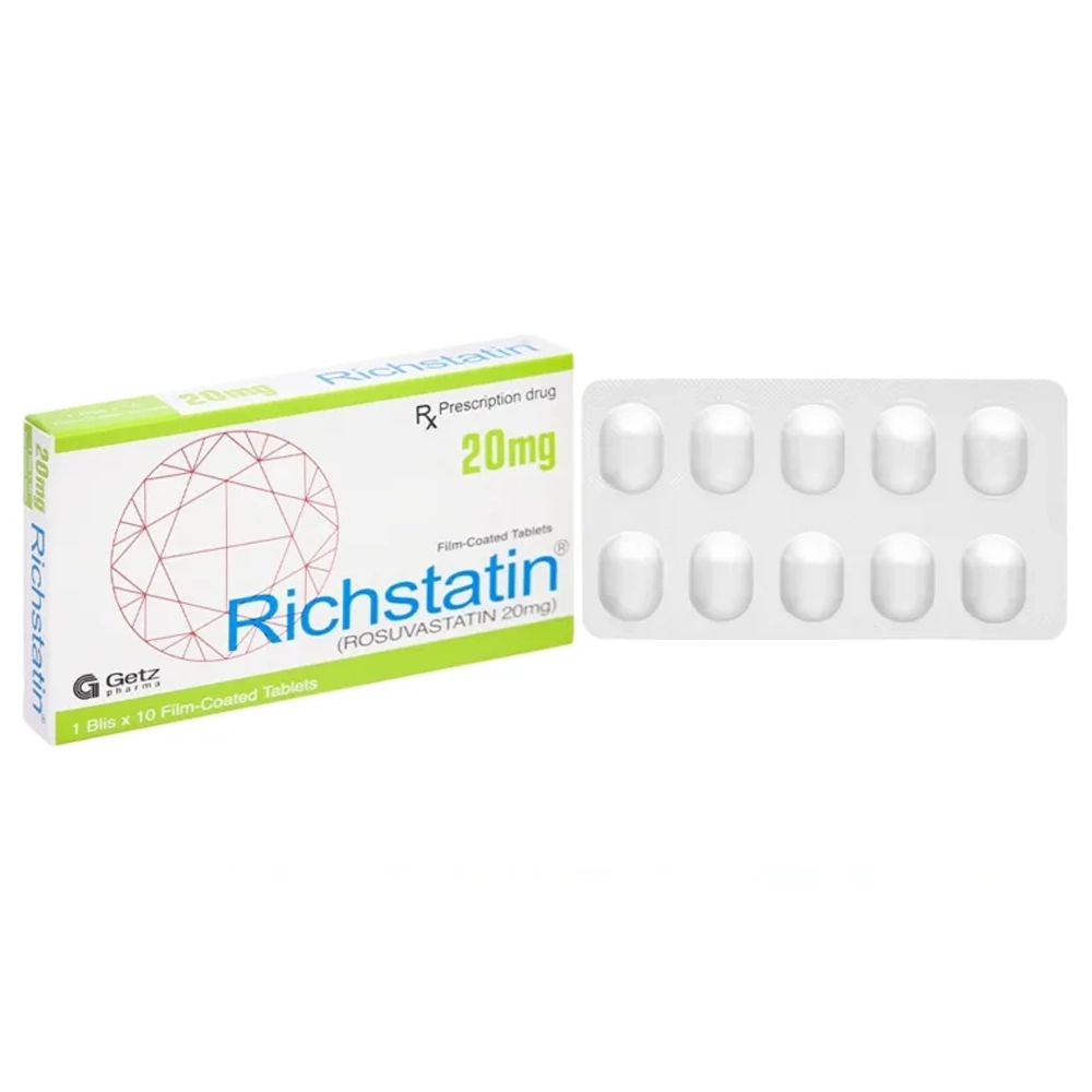 Richstatin 20mg Getz Pharma 1 vỉ x 10 viên