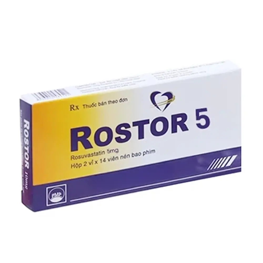 Rostor 5 mg (Rosuvastatin 5mg) Pymepharco 2 vỉ x 14 viên