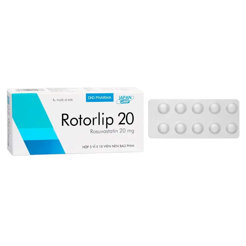 Rotorlip 20 ( Rosuvastatin 20 mg) DHG 3 vỉ x 10 viên