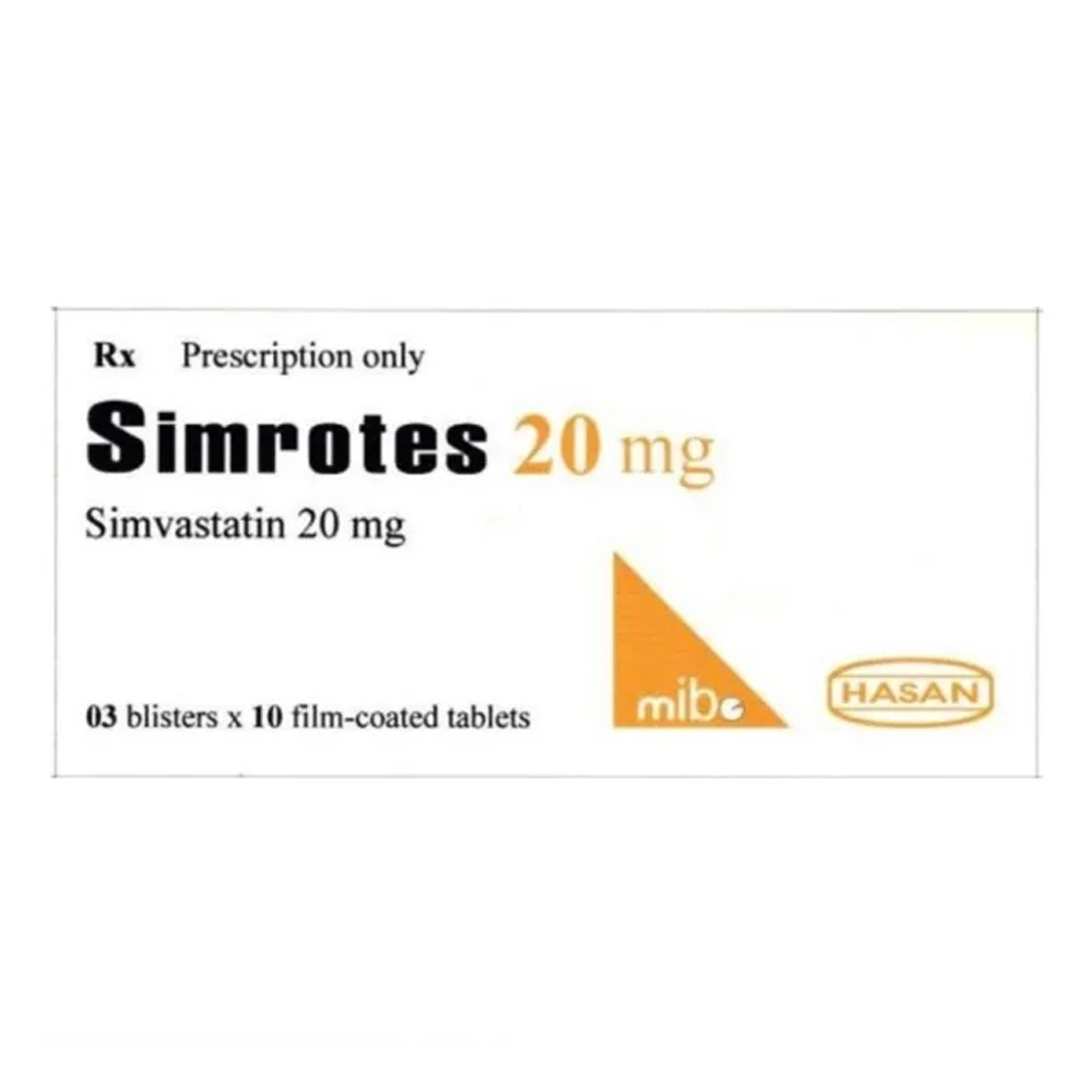 Simrotes 20mg (Simvastatin 20mg) Hasan 3 vỉ x 10 viên