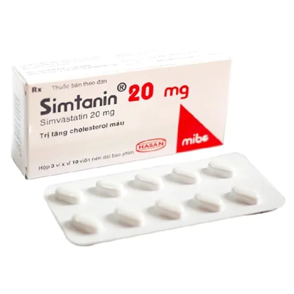 Simtanin 20mg (Simvastatin 20mg) Hasan 3 vỉ x 10 viên