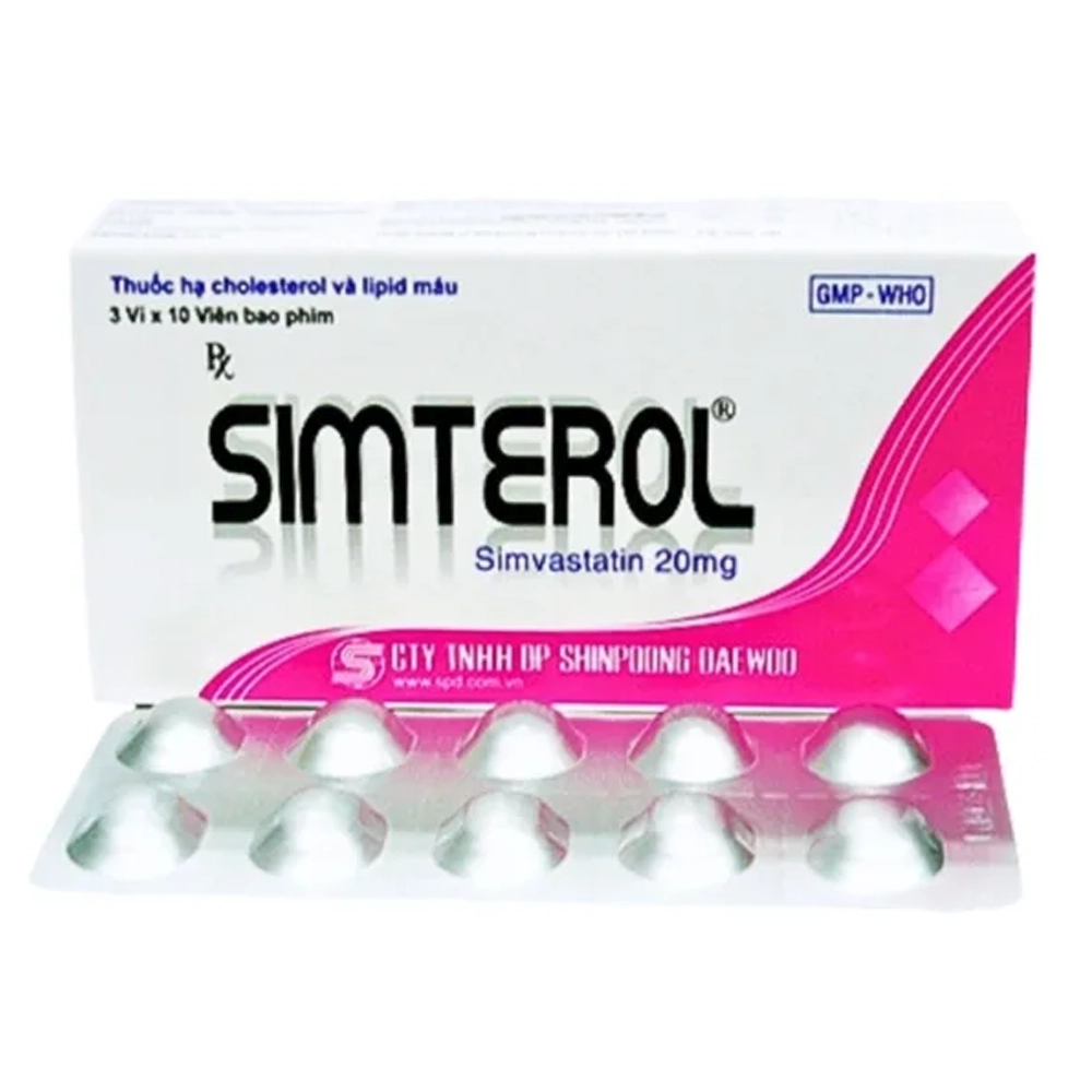 Simterol 20mg (Simvastatin 20mg) Shinpoong 3 vỉ x 10 viên