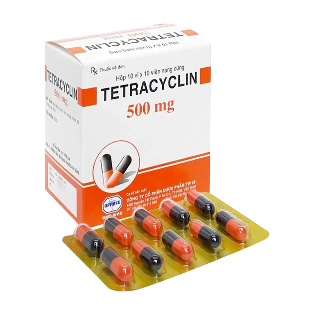 Tetracyclin 500 mg Uphace 10 vỉ x 10 viên