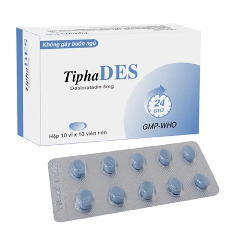 Tiphades 5 mg (Desloratadine 5 mg) Tipharco 10 vỉ x 10 viên